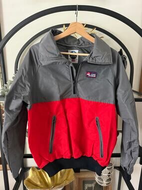 Vintage 80s White Mountain Ski Jacket Mens L USA Red Gray YKK Anorak Bomber